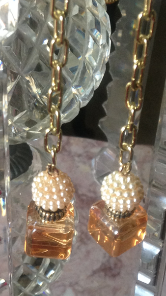 earrings long chain glass bottle balls